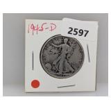 1945-D 90% Silv Walker Half $1 Dollar