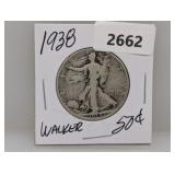 1938 90% Silv Walker Half $1 Dollar