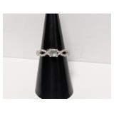 .925 Sterl Pale Blue Stone Ring Sz 7