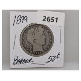 1899 90% Silv Barber Half $1 Dollar
