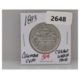 1893 90% Silv Columbian Expo Half $1