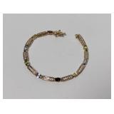 8" Vermeil/.925 Sterl Multi Gem/CZ Bracelet
