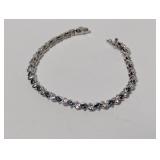 8" .925 Sterl Blue/Clear Stone Bracelet