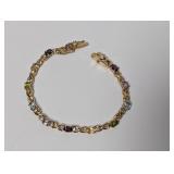 8" Vermeil/.925 Sterl Multi Gem Stone Bracelet