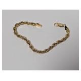 7" Vermeil/.925 Sterl Rope Chain Bracelet