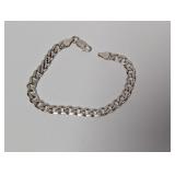 8" 925 Sterl Figaro Style Chain Bracelet (14.29G)