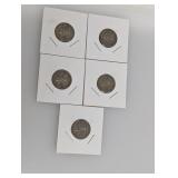 (5) 35% Silv War Nickels