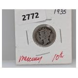 1935 90% Silv Mercury Dime