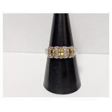 .925 Sterl Yellow Stone/Diam Ring Sz 8