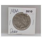 1922 90% Silv Peace $1 Dollar