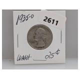 1935-D 90% Silv Wash Quarter