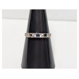 .925 Sterling Blue/Clear Stone Band Sz 8