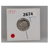 1955 90% Silv Roos Dime