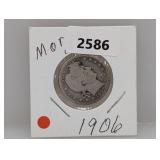 1906-D 90% Silv Barber Quarter
