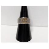 Vermel/.925 Sterl Textured Band Sz 7