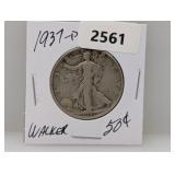 1937-D 90% Silv Walker Half $1