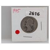 1945 90% Silv Wash Quarter