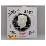 2016-S PF 90% Silv JFK Half $1 Dollar