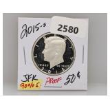2015-S PF 90% Silv JFK Half $1 Dollar