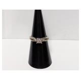 .925 Sterl Diamond Engagement Style Ring Sz 6.5