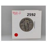 1928-D 90% Silv Standing Liberty Quarter