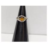 .925 Sterling Yellow/Clear Stone Baby Ring