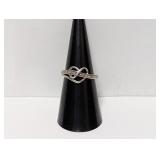 .925 Sterl Diamond Heart Ring Sz 7