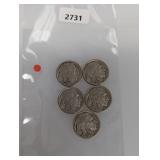 (5) Mixed Date Buffalo Nickels