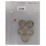 (5) Mixed Date Buffalo Nickels
