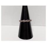 14K Gold Plate/.925 Sterl Diam Swirled Band Sz 7