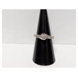.925 Sterl Diamond Engagement Ring Sz 7