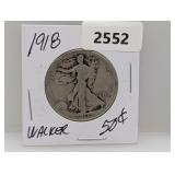 1918 90% Silv Walker Half $1 Dollar