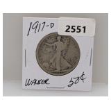 1917-D 90% Silv Walker Half $1