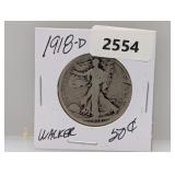 1918-D 90% Silv Walker Half $1
