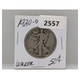 1920-D 90% Silv Walker Half $1