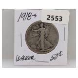 1918-S 90% Silv Walker Half $1