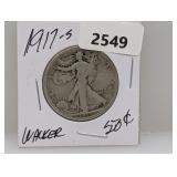 1917-S 90% Silv Walker Half $1