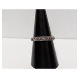 .925 Sterl Pink Stone/Marcasite Band Sz 8