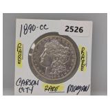 Rare 1890-CC 90% Silv Morgan $1 Dollar