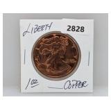 1oz .999 Copper Liberty Round