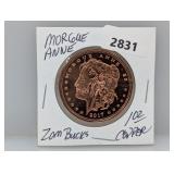1oz .999 Copper Morgue Anne Round