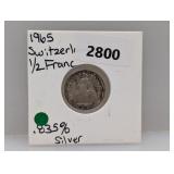 1965 .835% Silv Switzerland 1/2 Franc
