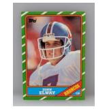 1986 Topps John Elway 3rd year & HOF Corner/Stain