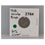 1938 80% Silv Canada Dime