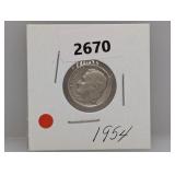 1954-D 90% Silv Roos Dime