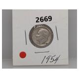 1954 90% Silv Roos Dime