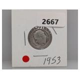 1953-D 90% Silv Roos Dime