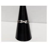 .925 Sterling Clear Stone Bow Tie Ring Sz 7.5