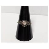 .925 Sterl MOP/Marcasite Heart Ring Sz 9