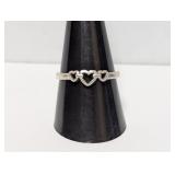 .925 Sterling Triple Heart Ring Sz 9.5